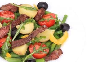 Salad with beef fillet